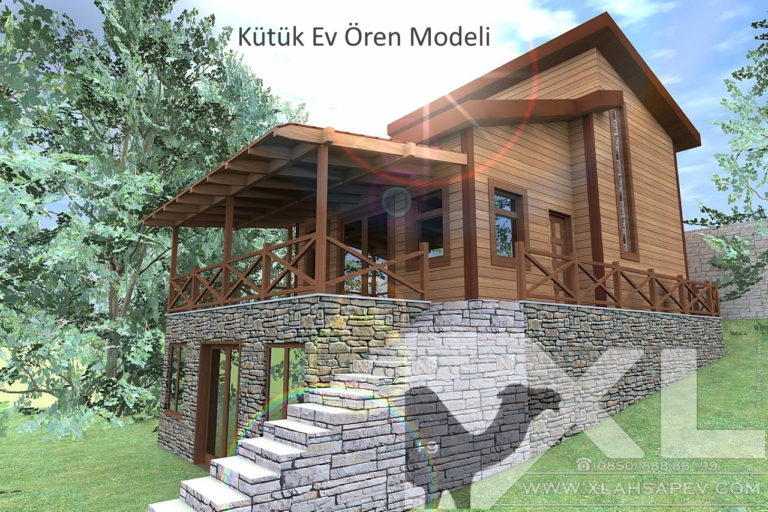 Kütük Ev Ören Modeli XL Ahşap Ev Bodrum