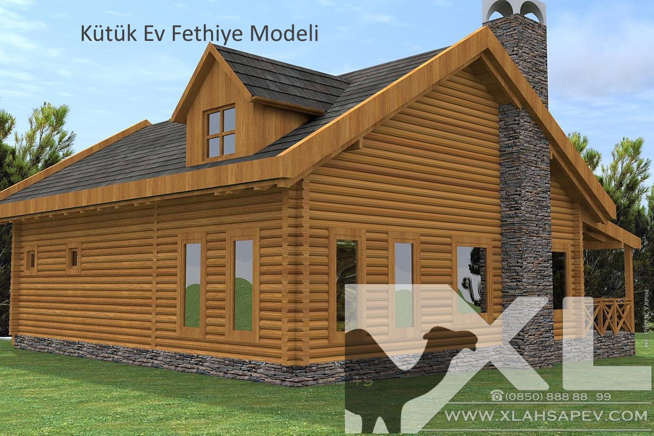 Kütük Ev Fethiye Modeli XL Ahşap Ev Bodrum