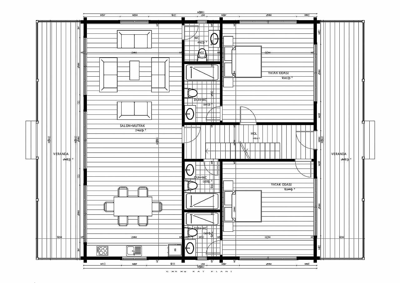 bungalov ev planı bodrum